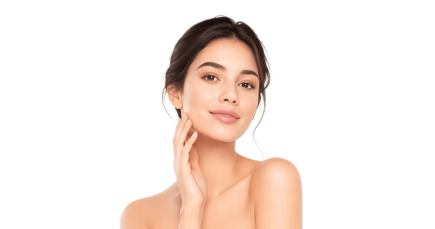 Model with clear, radiant skin after treatment at D'Cosmedics
